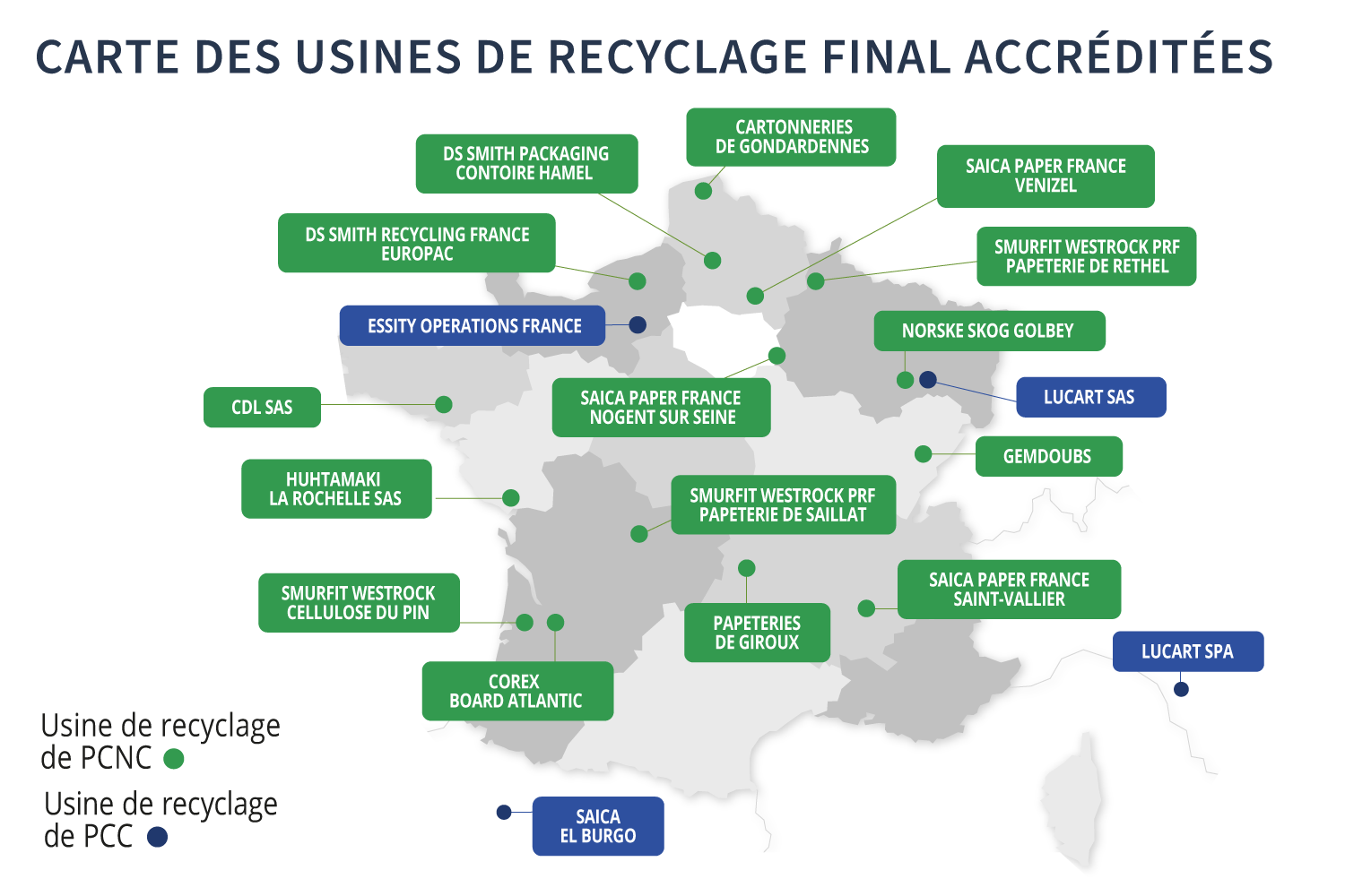 Cartes des usines de recyclage final accrédités Illustration : Cartes des usines de recyclage final accrédités