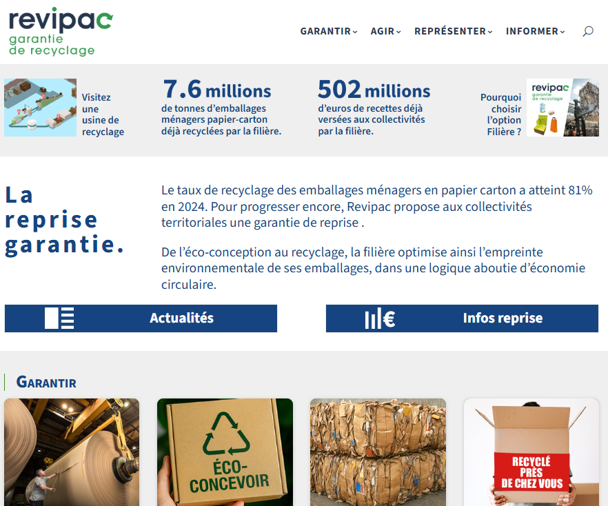 Nouveau site internet REVIPAC : informer sur la reprise et le recyclage des emballages ménagers.